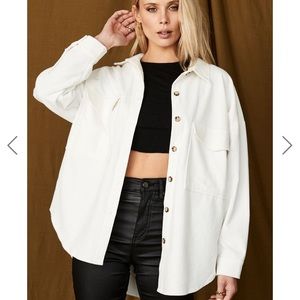 12th Tribe Charleston Off White Corduroy Shacket